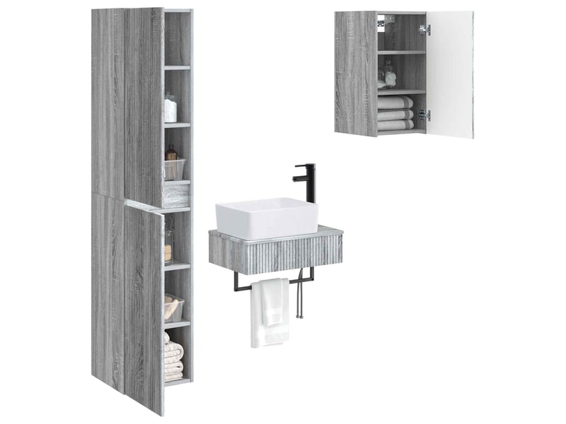 Ensemble de mobilier de salle de bain 3 pc sonoma gris cf64423  - Conforama C