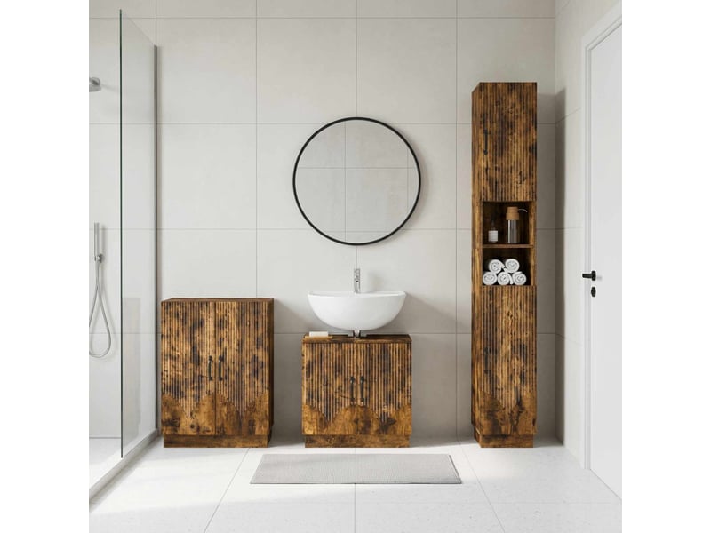 Ensemble de meuble de salle de bain 3 pièces hoorn chêne fumé cf63472  - Conforama B