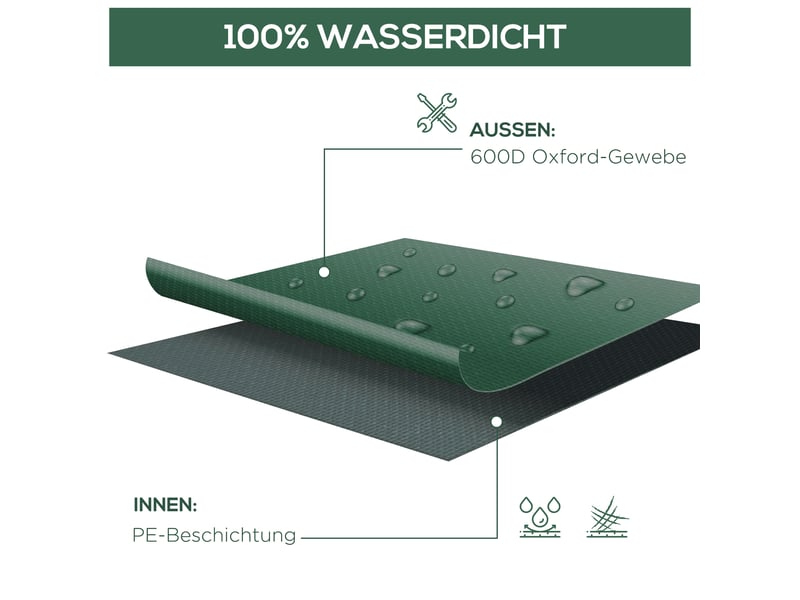  Housse de protection pour mobilier de jardin, tissu oxford 600d, vert, 135 x 135 x 75 cm  - Conforama E