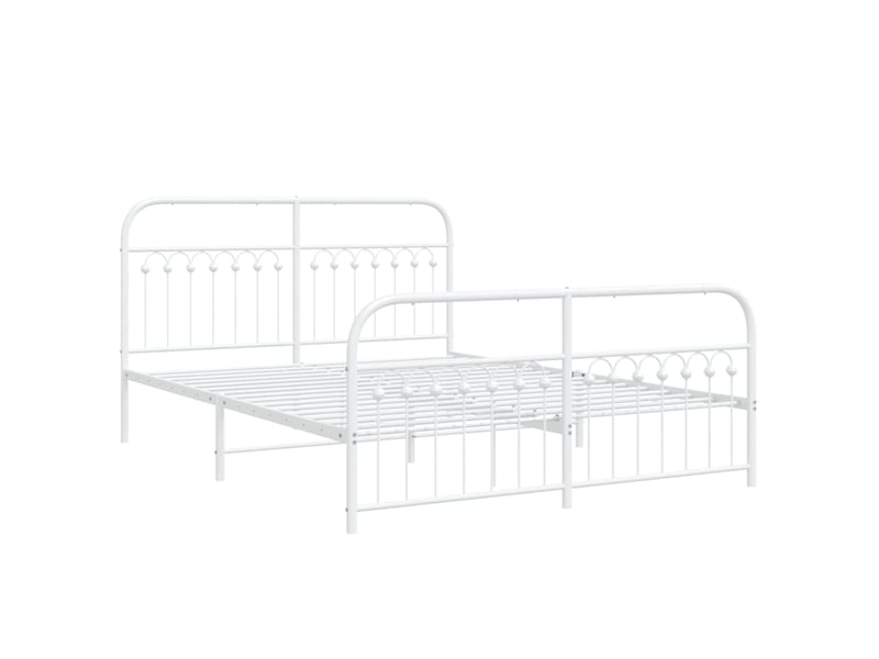  Lit double- lit adulte -  cadre de lit métal sans matelas et pied de lit blanc 150x200 cm  - Conforama B