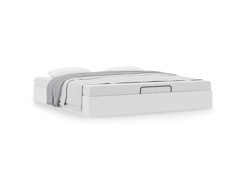  Lit adulte, lit double, cadre de lit ottoman sans matelas blanc 180x200cm similicuir cf10342  - Conforama D