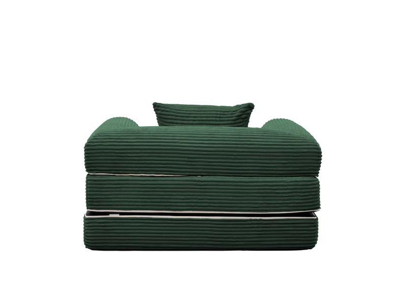  Fauteuil convertible 1 place sans outil  - lit d’appoint gain de place, velours côtelé vert  - Conforama E