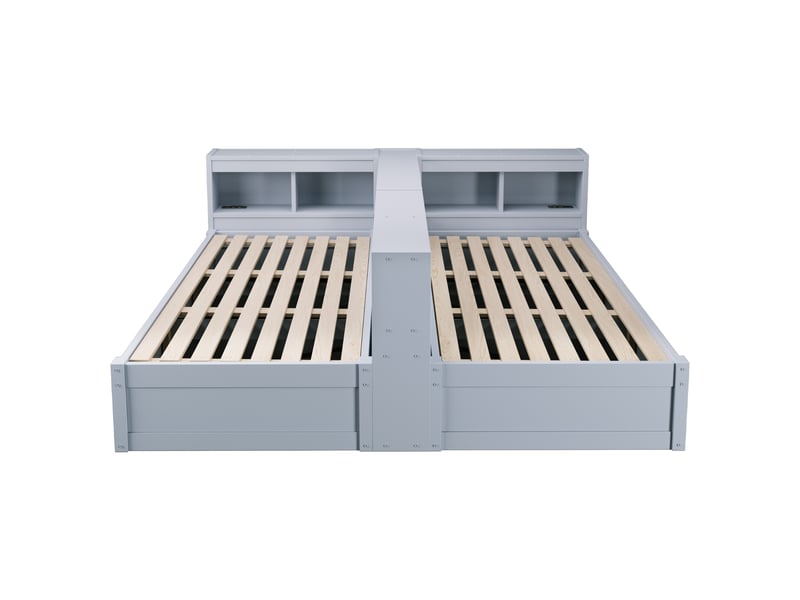  Lit sofa 90180 x 200 cm gris en mdf, prises intégrées, led, coffre hydraulique et rangements  - Conforama A
