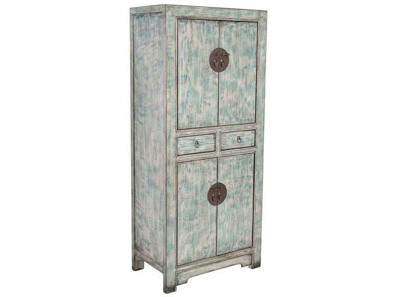  Armoire en bois blanc et bleu 80x48x184 cm h  - Conforama A