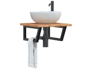 Étagère de vasque | étagère murale acier et bois de chêne massif shl5213