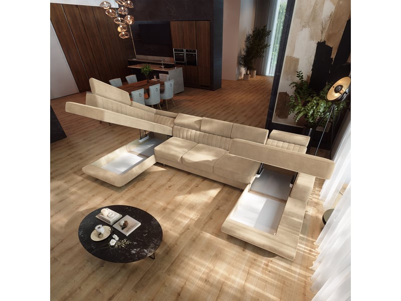  Canapé d'angle gaian, velours crème  - Conforama C