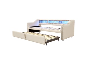 Lit banquette 90x200 cm coloris beige