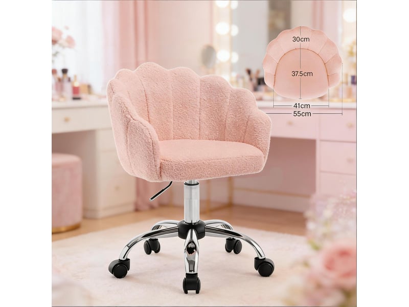  Chaise de bureau fleur 37,5x55x81,5 cm réglable tissu métal rose  - Conforama D