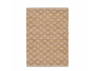 Tapis de sol rectangulaire en jute et coton naturel tissé motif losanges, coloris naturel - longueur 90 x largeur 60 cm
