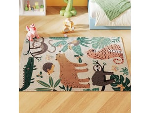 Tapis 160x120 cm antidérapant en polyester multicolore