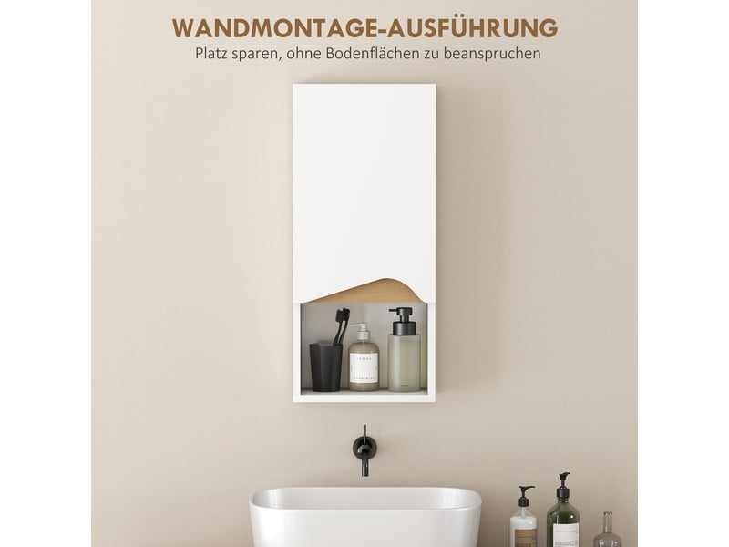  Meuble haut de salle de bain 1 porte et niche en panneau mélaminé blanc 30x17x67 cm  - Conforama D