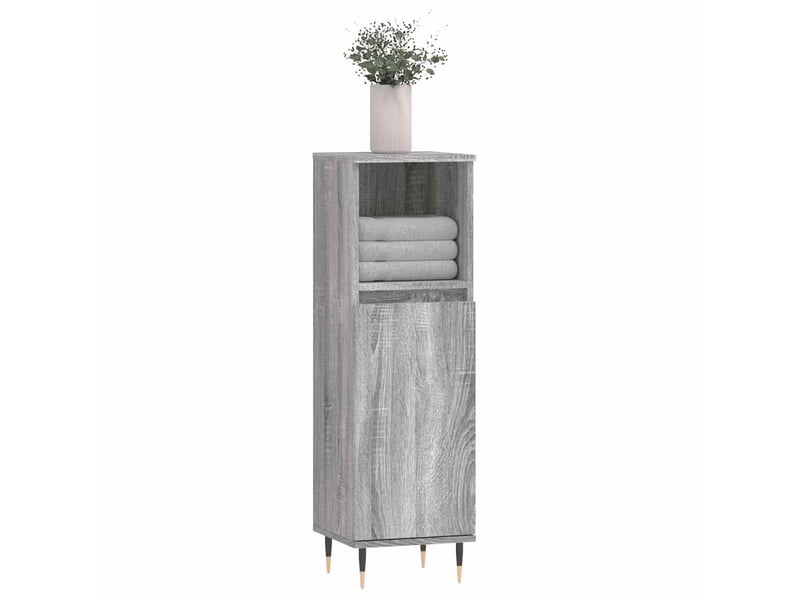  Meuble salle de bain rangement, commode sonoma gris 30x30x100 cm shl5087  - Conforama C