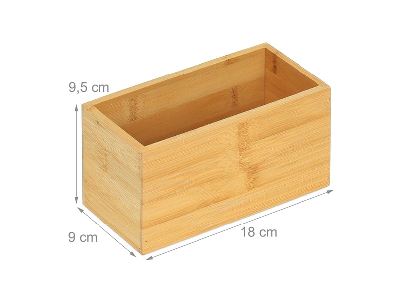  Boîte de rangement allongée multi-usages salle de bain bureau 30 x 15 x 10 cm en bambou naturel 13_0011414  - Conforama B
