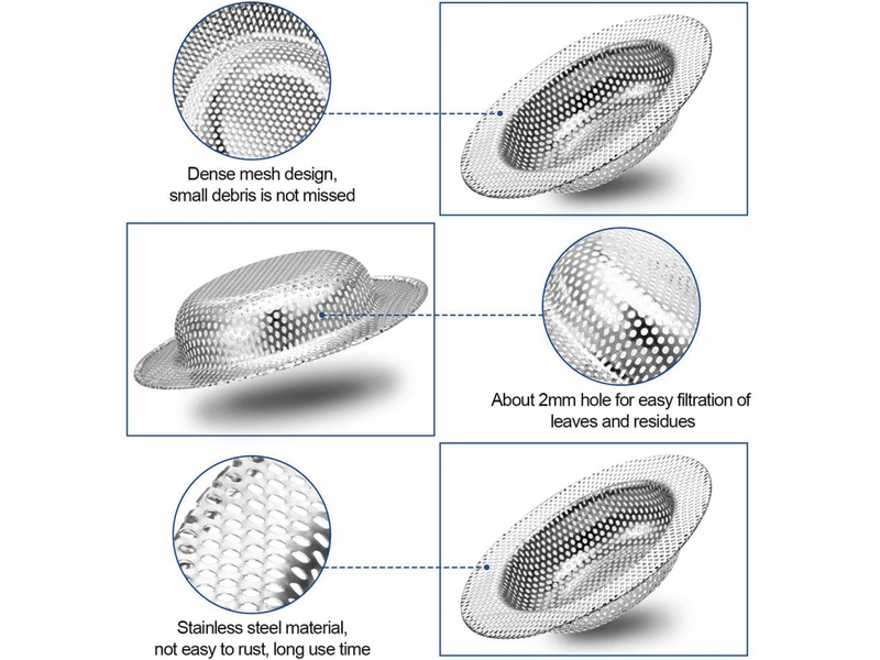  Lot de 3 passoires d'évier de cuisine, passoires d'évier en acier inoxydable anti-obstruction avec trous perforés, drain d'évier durable, .  - Conforama C
