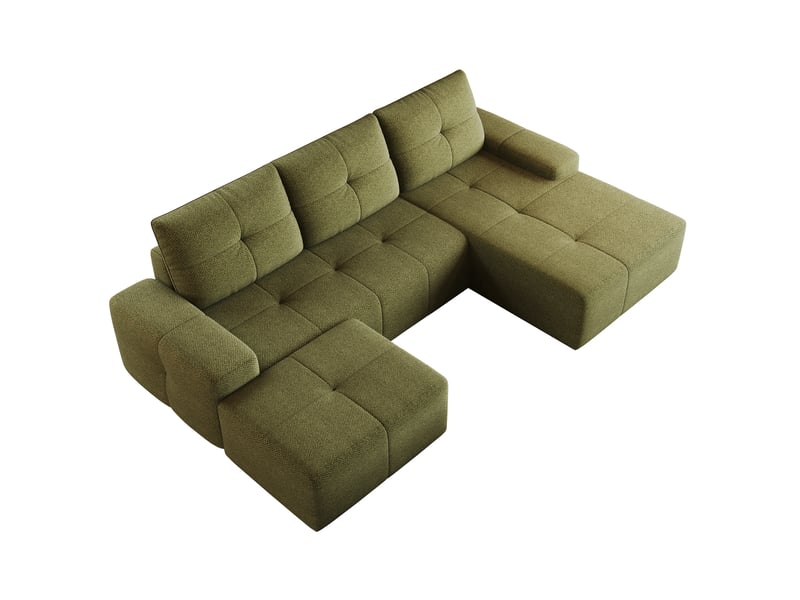  Canapé d’angle 4 places avec ottomane 262x172x82 cm en tissu vert olive  - Conforama A