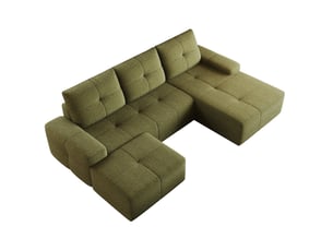 Canapé d'angle compressé droit fixe MODFU  4 places Tissu Vert olive
