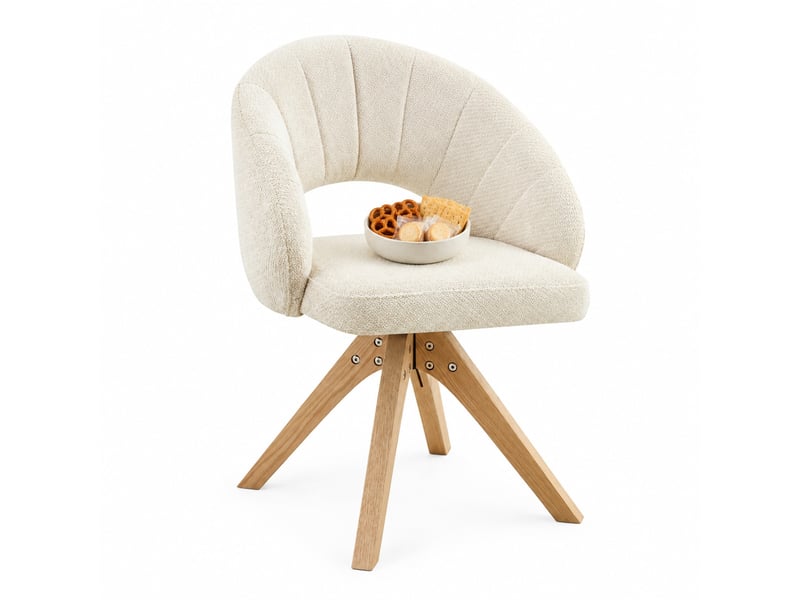  Lot de 2 chaises de salle à manger pivotantes en tissu blanc et bois  - Conforama A
