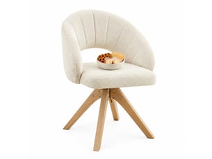 Lot de 2 chaises de salle à manger pivotantes en tissu blanc et bois