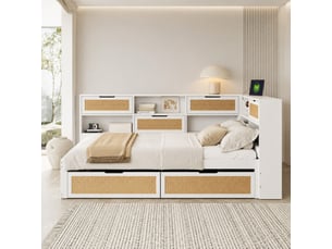 Lit avec rangement 140x200 cm <strong>HAVRYA</strong> <strong></strong> coloris bicolore
