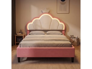 Lit 2 places 140x190 cm <strong>Lonelyo</strong> <strong></strong> coloris rose