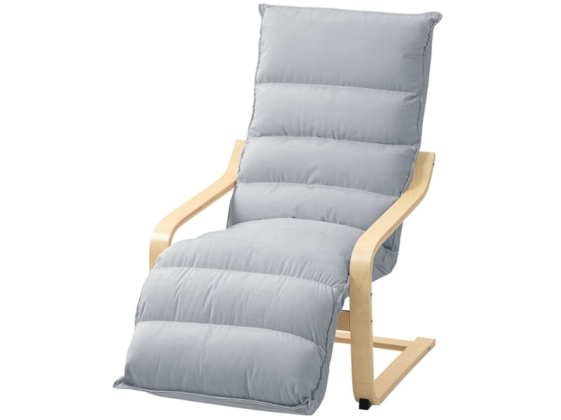  Fauteuil à bascule 67 x 93-114 x 105 cm gris clair en velours, repose-jambes réglable à 5 positions  - Conforama A