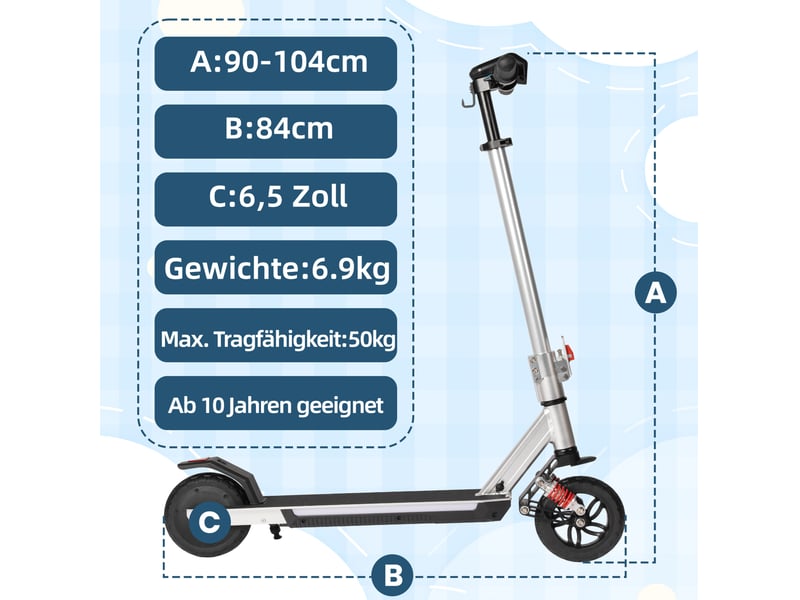  Trottinette électrique enfant dès 10 ans 14 kmh pliable réglable en hauteur métal argenté  - Conforama E