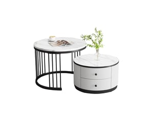 Table basse rond(e) coloris bicolore - 60 cmx50 cm