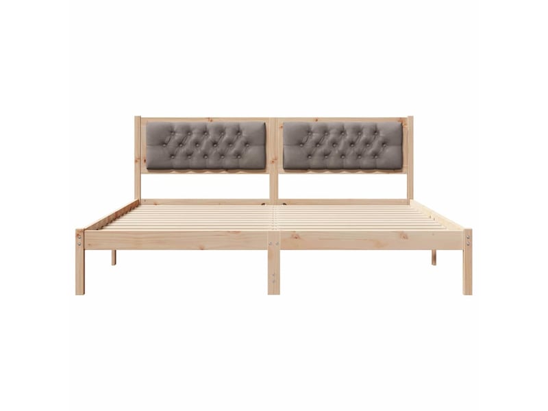  Lit double- lit adulte -  cadre de lit avec tête de lit taupe 160 x 200 cm pin massif  - Conforama D