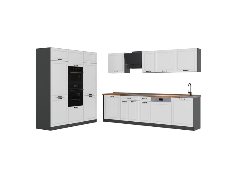  Vicco cuisine, blanc campagneanthracite, 180cm plan de travail chêne doré  - Conforama A