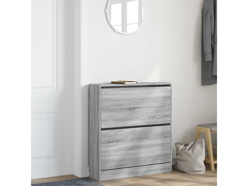  Meuble à chaussure, armoire à chaussures sonoma gris 80x21x87,5cm bois d'ingénierie  - Conforama C