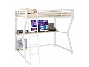 Lit mezzanine 90x200 cm <strong>STILVORA</strong> <strong></strong> coloris blanc