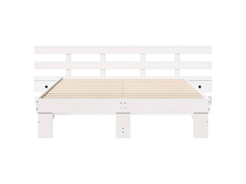  Lit double- lit adulte -  cadre de lit avec tête de lit blanc 150 x 200 cm pin massif  - Conforama D