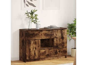 Buffet - bahut - meuble de rangement chêne fumé 100 x 30 x 65,6 bois d'ingénierie