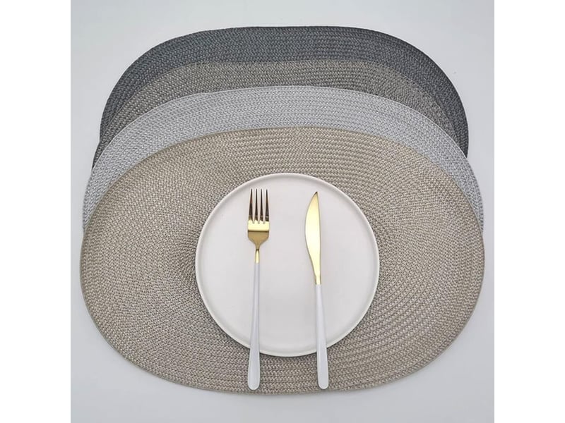  Zvd lot de 4 sets de table ovales en toile de jute beige（3045cm）  - Conforama B