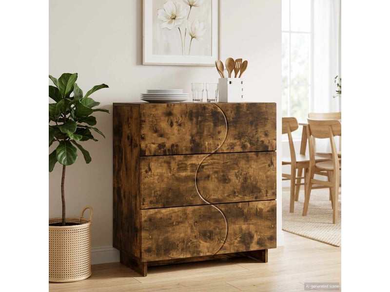  Buffet salon, buffet de rangement chêne fumé 70x38x75 cm bois d'ingénierie  - Conforama B
