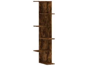 Étagère d'angle flottante, étagère murale chêne fumé bois d'ingénierie cf41395