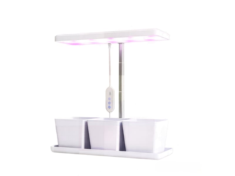  Lampe de croissance led 10 w 31,8 x 13,4 cm – blanche – 3 bacs, minuterie et intensité réglable  - Conforama A