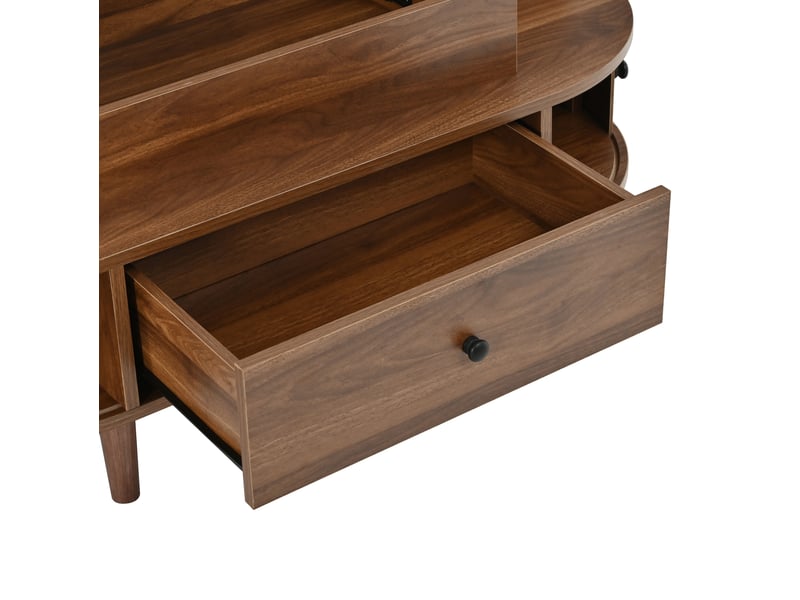  Table basse ovale relevable 105x50x60,5 cm avec rangement, mdf coloris noyer  - Conforama R