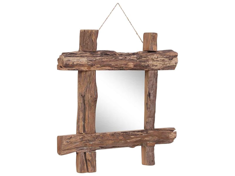  Miroir, miroir décoratif à bûches naturel 50x50 cm bois de teck recyclé cf62684  - Conforama A