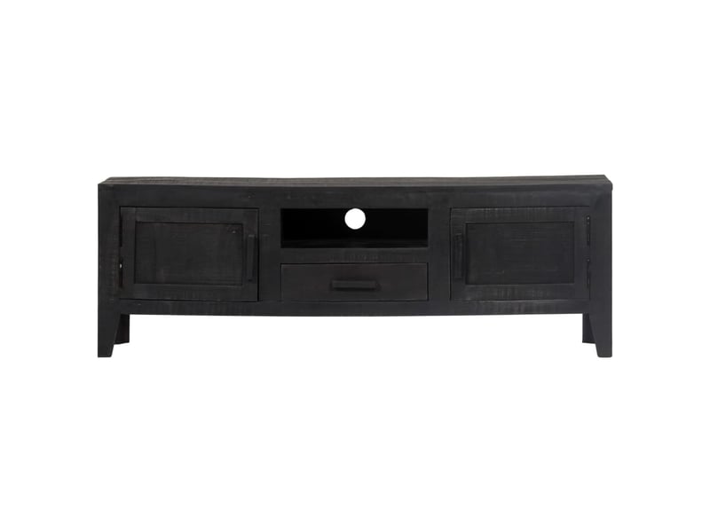  Meuble tv - banc tv - meuble de rangement noir 118x30x40 cm bois de manguier massif  - Conforama A