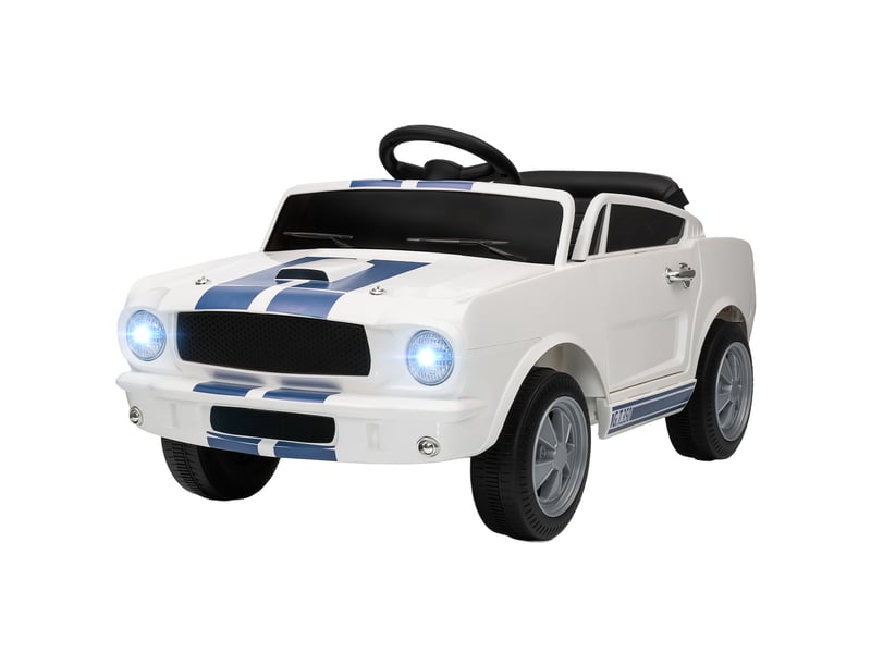  Voiture électrique pour enfants 12 v avec télécommande 2,4 ghz, 2 moteurs, klaxon, led, musique, blanche  - Conforama B