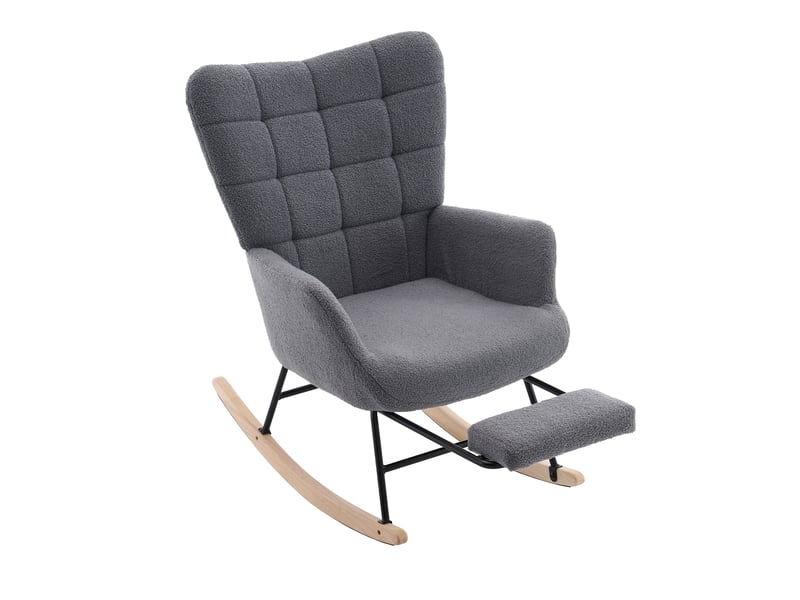  Tcqpz fauteuil à bascule 91x61x88 cm gris avec repose-pieds  - Conforama A