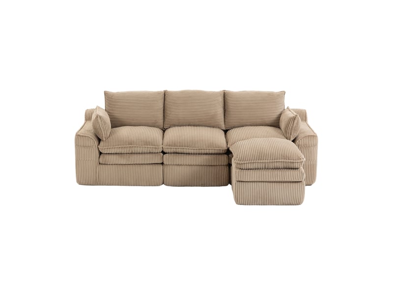 Canapé d'angle réversible fixe 3 places tissu kaki canapé compressible - Conforama A