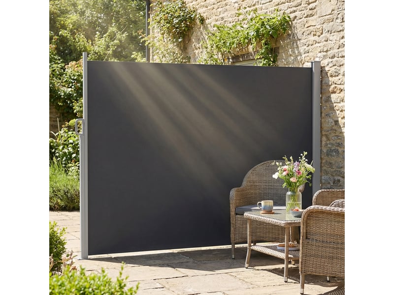  Store latéral rétractable imperméable et résistant aux uv 50+, en aluminium, acier et polyester, 420 x 185 cm, gris foncé  - Conforama D