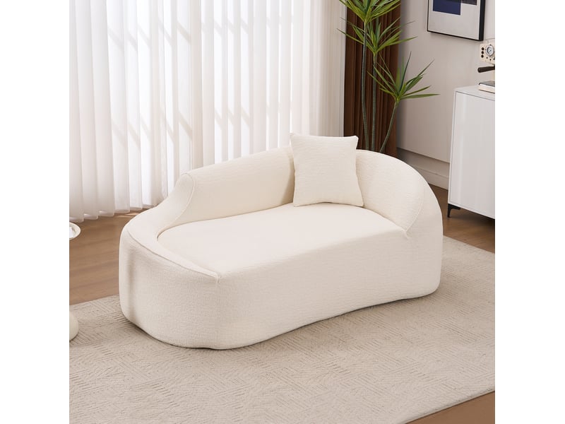  Méridienne 2 places en chenille blanc, assise profonde, 1 coussin  - Conforama B