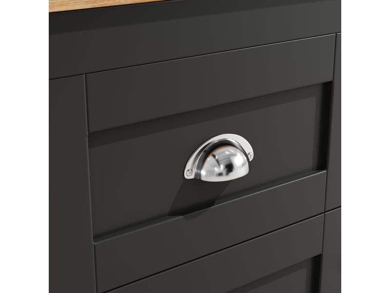 Buffet noir 4 portes 3 tiroirs 120x40x179 cm meuble rangement cuisine design contemporain - Conforama E