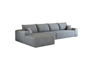 Canapé modulaire avec assise profonde sans montage - lpospi - mousse élastique velours côtelé gris