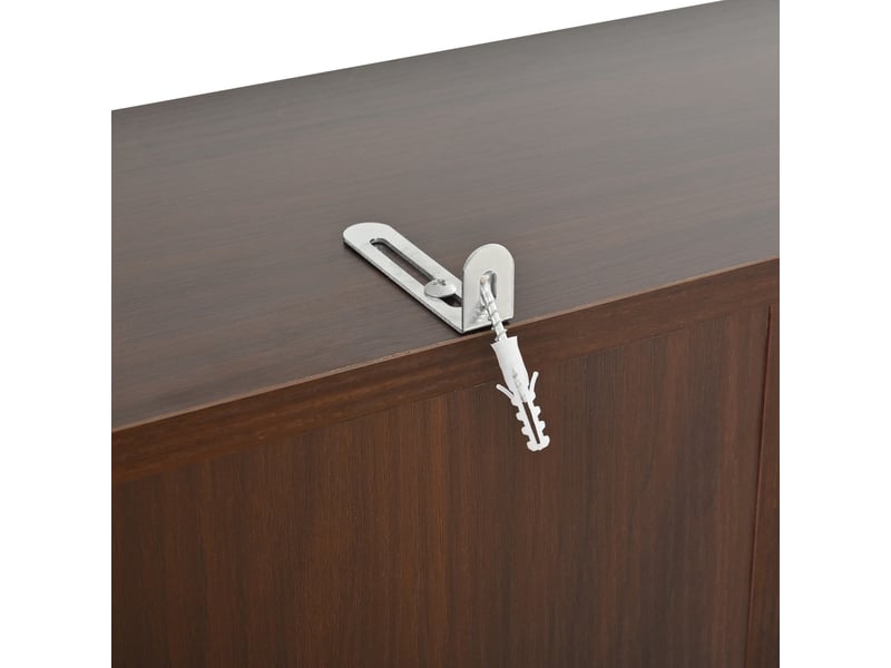 Buffet moderne 8 portes meuble de rangement mdf couleur noyer noir pieds métal 120x20x180 cm  - Conforama R