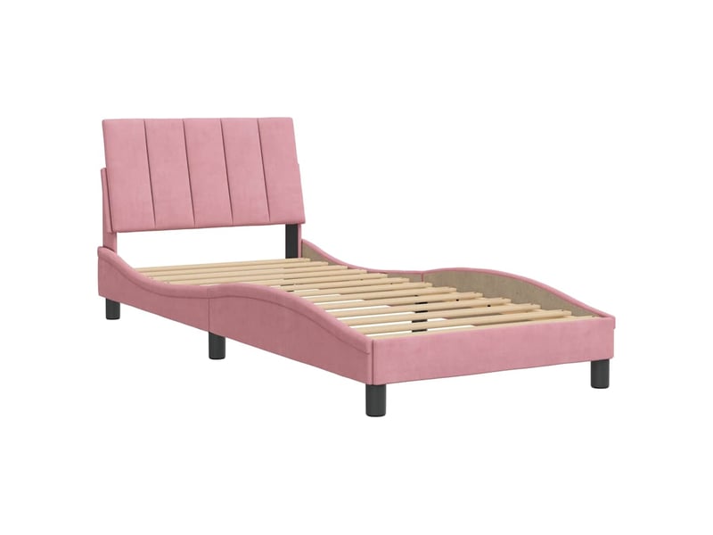 Lit simple- lit adulte - cadre de lit sans matelas hanko rose 80x200 cm velours - Conforama B