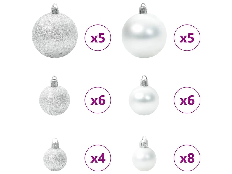  Ensemble de boules de noël 61 pcs 150 led blanc chaud ø 6 cm  - Conforama D